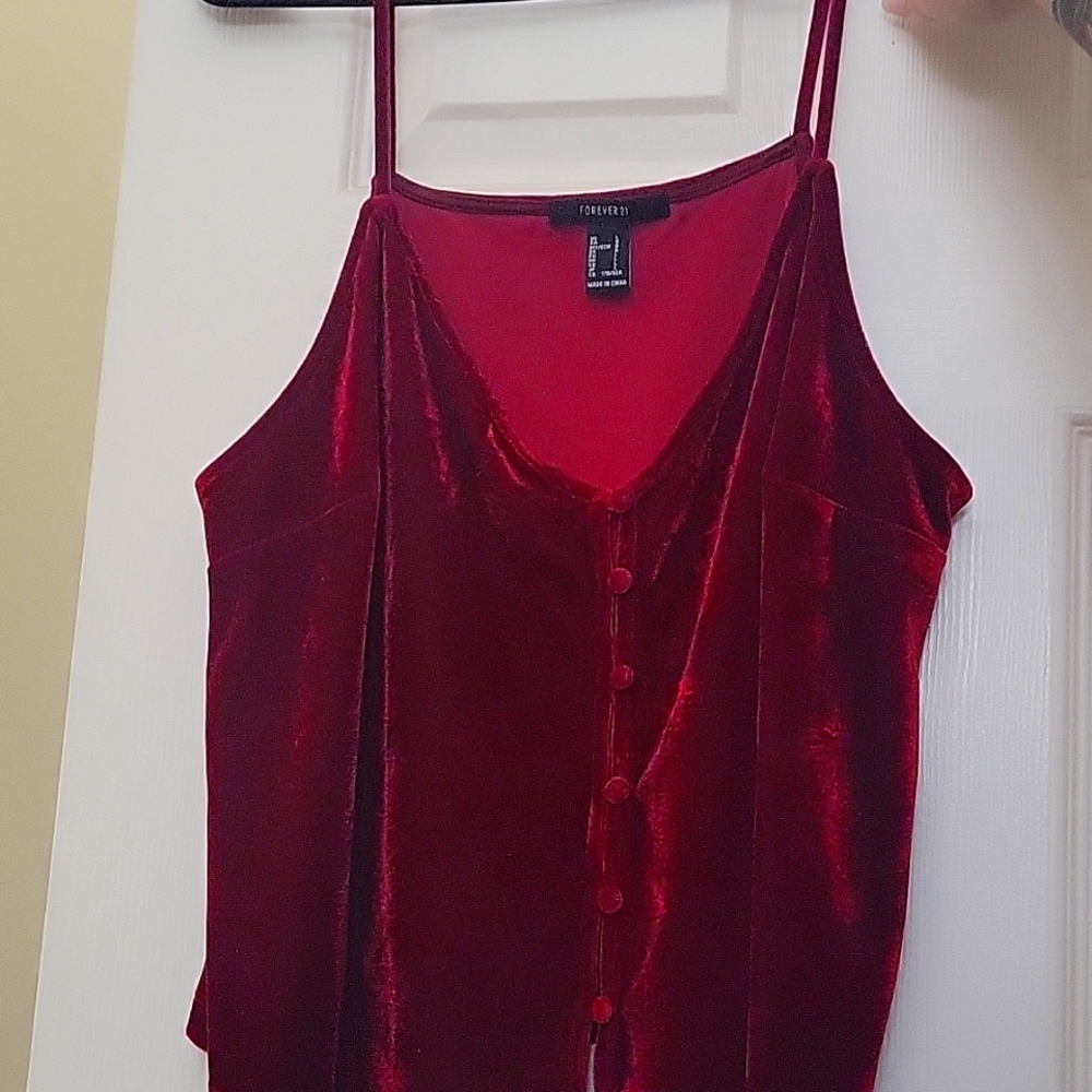 Forever 21 Maroon Crushed Velvet Tank top